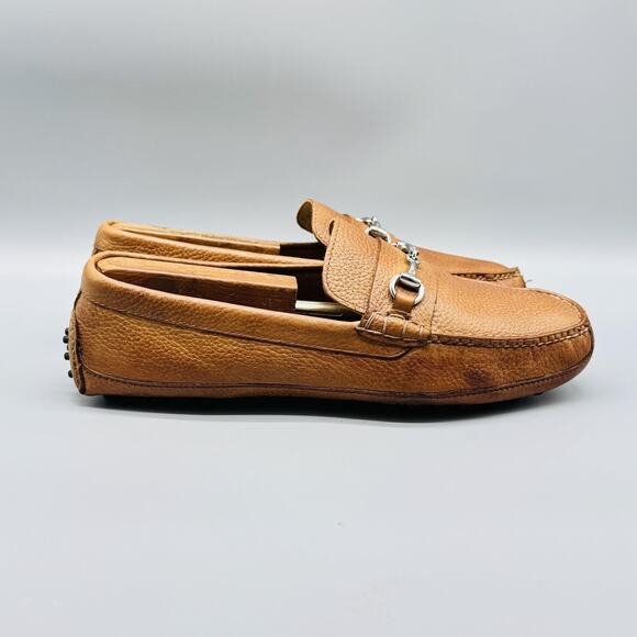 Cole Haan Shoes Mens 9 Brown Pebbled Leather Driving Loafers Grant Canoe Bit - Picture 1 of 13